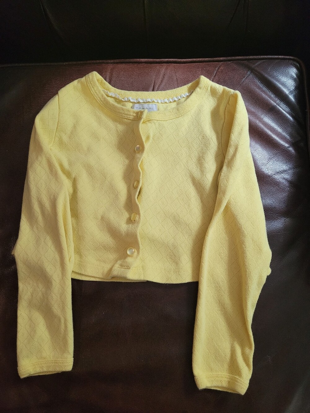 Tahari kids girls long-sleeve yellow cardigan sweater Sz 5
